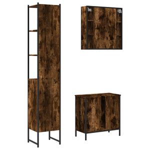 vidaXL 3 Piece Bathroom Cabinet Set Smoked Oak Engineered Wood