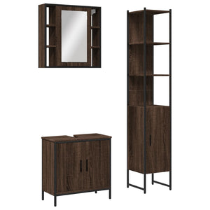 vidaXL 3 Piece Bathroom Cabinet Set Brown Oak Engineered Wood