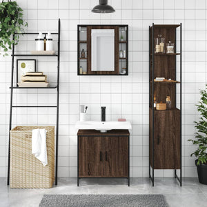 vidaXL 3 Piece Bathroom Cabinet Set Brown Oak Engineered Wood