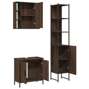 vidaXL 3 Piece Bathroom Cabinet Set Brown Oak Engineered Wood