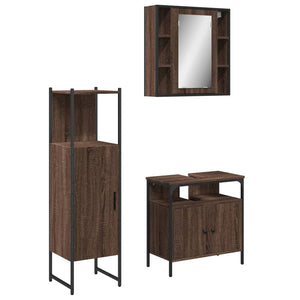 vidaXL 3 Piece Bathroom Cabinet Set Brown Oak Engineered Wood