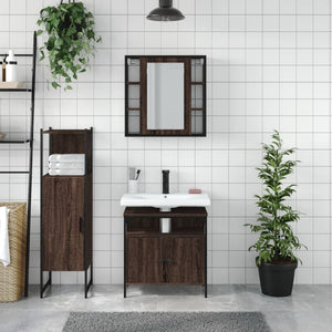 vidaXL 3 Piece Bathroom Cabinet Set Brown Oak Engineered Wood