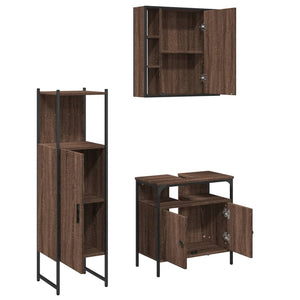 vidaXL 3 Piece Bathroom Cabinet Set Brown Oak Engineered Wood