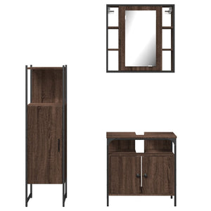 vidaXL 3 Piece Bathroom Cabinet Set Brown Oak Engineered Wood