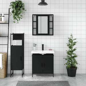 vidaXL 3 Piece Bathroom Cabinet Set Black Engineered Wood