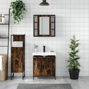 vidaXL 3 Piece Bathroom Cabinet Set Smoked Oak Engineered Wood