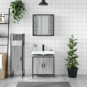 vidaXL 3 Piece Bathroom Cabinet Set Grey Sonoma Engineered Wood