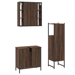 vidaXL 3 Piece Bathroom Cabinet Set Brown Oak Engineered Wood