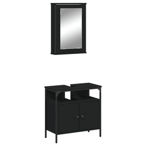 vidaXL 2 Piece Bathroom Furniture Set Black Engineered Wood