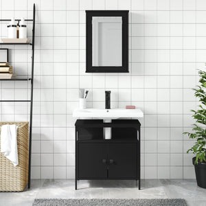 vidaXL 2 Piece Bathroom Furniture Set Black Engineered Wood