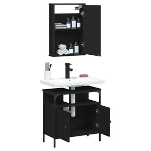 vidaXL 2 Piece Bathroom Furniture Set Black Engineered Wood