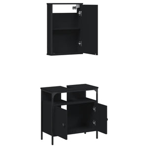 vidaXL 2 Piece Bathroom Furniture Set Black Engineered Wood