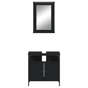 vidaXL 2 Piece Bathroom Furniture Set Black Engineered Wood