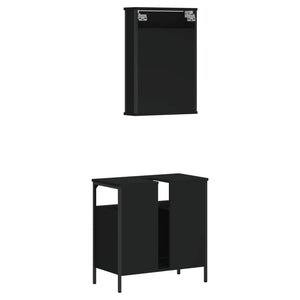 vidaXL 2 Piece Bathroom Furniture Set Black Engineered Wood