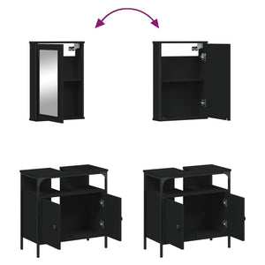 vidaXL 2 Piece Bathroom Furniture Set Black Engineered Wood