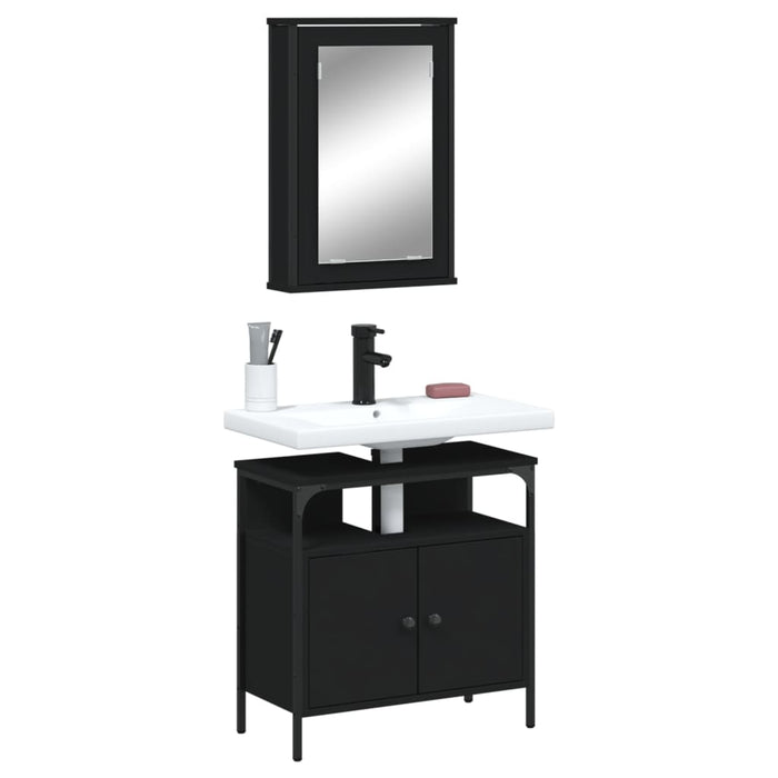 vidaXL 2 Piece Bathroom Furniture Set Black Engineered Wood