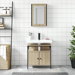 vidaXL 2 Piece Bathroom Furniture Set Sonoma Oak Engineered Wood