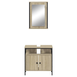 vidaXL 2 Piece Bathroom Furniture Set Sonoma Oak Engineered Wood