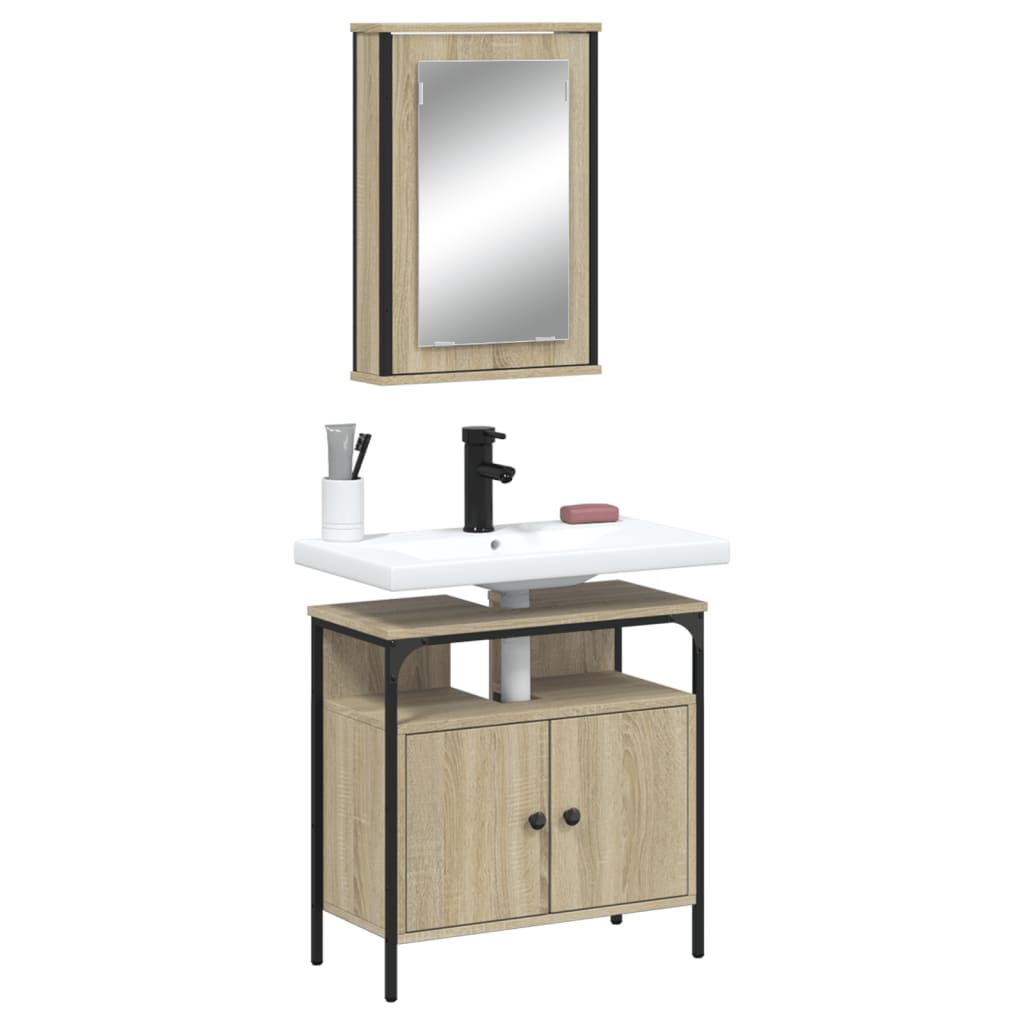 vidaXL 2 Piece Bathroom Furniture Set Sonoma Oak Engineered Wood