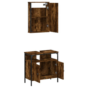 vidaXL 2 Piece Bathroom Furniture Set Smoked Oak Engineered Wood