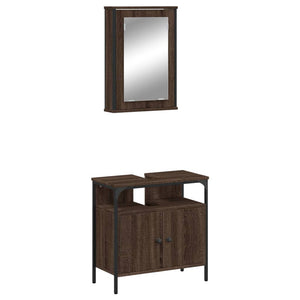 vidaXL 2 Piece Bathroom Furniture Set Brown Oak Engineered Wood