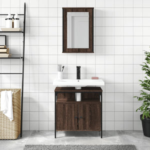 vidaXL 2 Piece Bathroom Furniture Set Brown Oak Engineered Wood