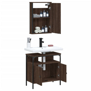 vidaXL 2 Piece Bathroom Furniture Set Brown Oak Engineered Wood