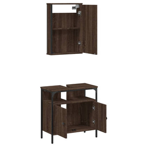 vidaXL 2 Piece Bathroom Furniture Set Brown Oak Engineered Wood