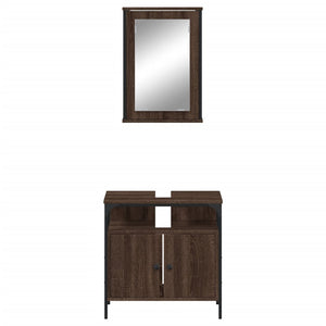 vidaXL 2 Piece Bathroom Furniture Set Brown Oak Engineered Wood