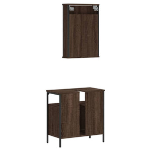 vidaXL 2 Piece Bathroom Furniture Set Brown Oak Engineered Wood