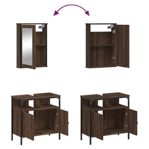 vidaXL 2 Piece Bathroom Furniture Set Brown Oak Engineered Wood