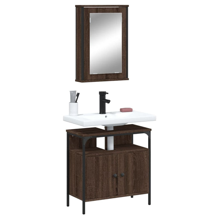 vidaXL 2 Piece Bathroom Furniture Set Brown Oak Engineered Wood