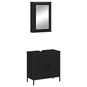 vidaXL 2 Piece Bathroom Furniture Set Black Engineered Wood