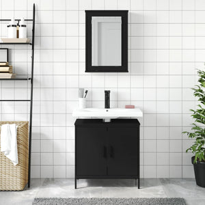 vidaXL 2 Piece Bathroom Furniture Set Black Engineered Wood