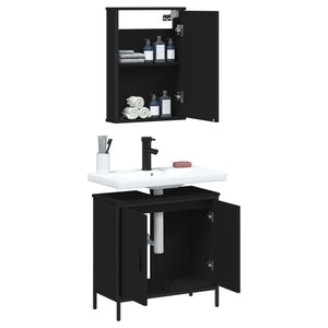 vidaXL 2 Piece Bathroom Furniture Set Black Engineered Wood