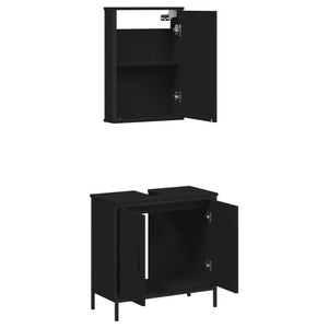 vidaXL 2 Piece Bathroom Furniture Set Black Engineered Wood