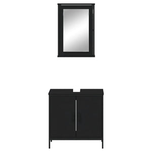 vidaXL 2 Piece Bathroom Furniture Set Black Engineered Wood