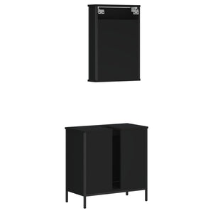 vidaXL 2 Piece Bathroom Furniture Set Black Engineered Wood