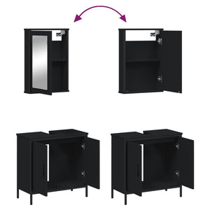 vidaXL 2 Piece Bathroom Furniture Set Black Engineered Wood