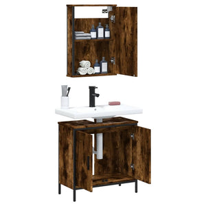 vidaXL 2 Piece Bathroom Furniture Set Smoked Oak Engineered Wood