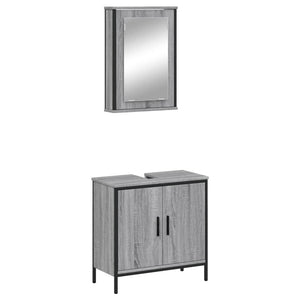 vidaXL 2 Piece Bathroom Furniture Set Grey Sonoma Engineered Wood