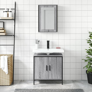 vidaXL 2 Piece Bathroom Furniture Set Grey Sonoma Engineered Wood