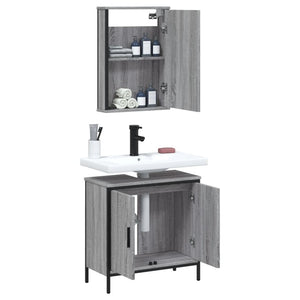 vidaXL 2 Piece Bathroom Furniture Set Grey Sonoma Engineered Wood