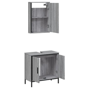 vidaXL 2 Piece Bathroom Furniture Set Grey Sonoma Engineered Wood