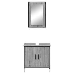 vidaXL 2 Piece Bathroom Furniture Set Grey Sonoma Engineered Wood