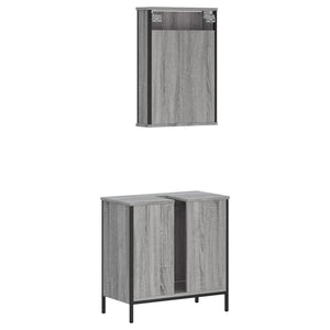 vidaXL 2 Piece Bathroom Furniture Set Grey Sonoma Engineered Wood