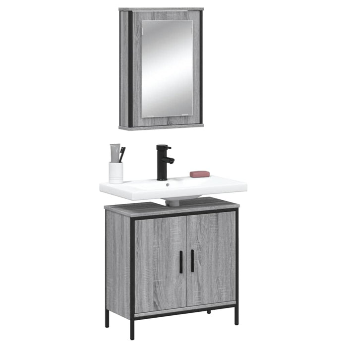 vidaXL 2 Piece Bathroom Furniture Set Grey Sonoma Engineered Wood