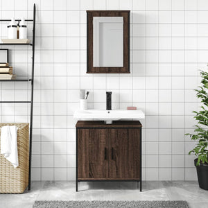 vidaXL 2 Piece Bathroom Furniture Set Brown Oak Engineered Wood