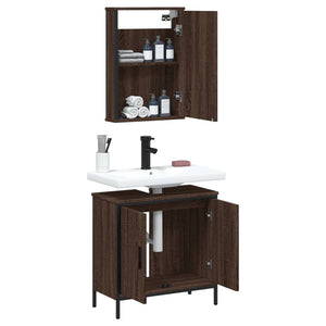 vidaXL 2 Piece Bathroom Furniture Set Brown Oak Engineered Wood