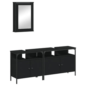 vidaXL 3 Piece Bathroom Furniture Set Black Engineered Wood